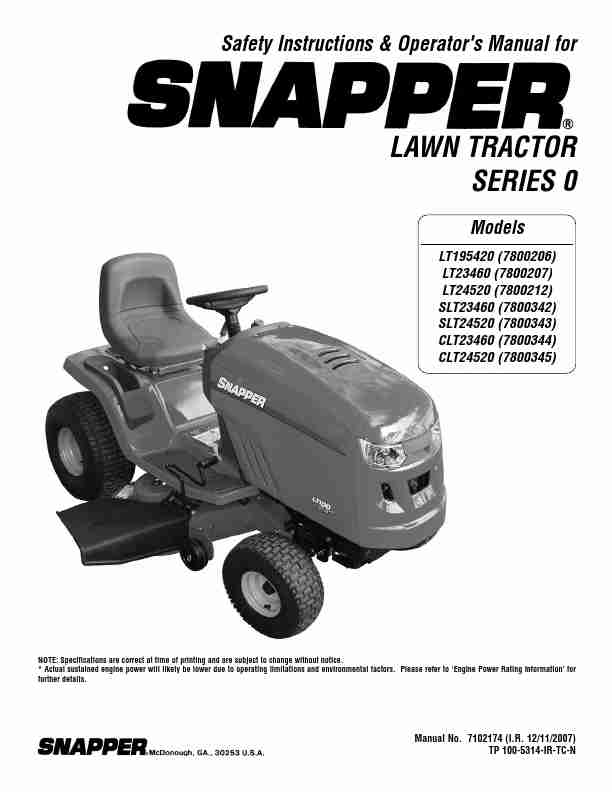 Snapper Lawn Mower LT195420, LT23460, LT24520, SLT23460, SLT24520, CLT23460, CLT24520-page_pdf